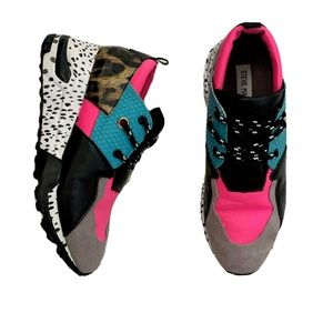 Steve Madden Redel Sneakers Leopard Cheetah Neon